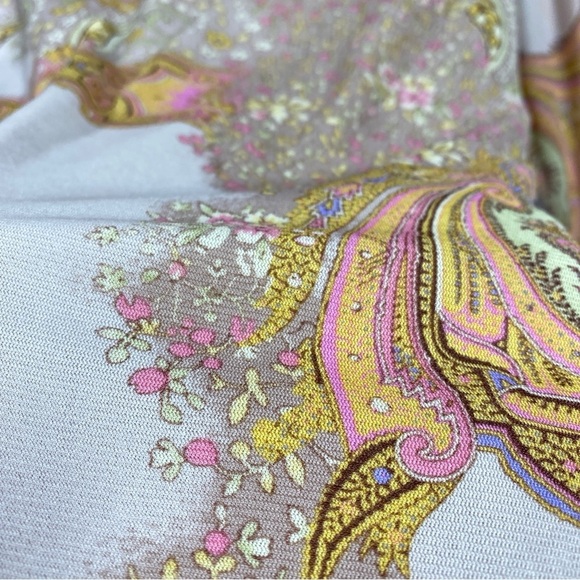 INC International Concepts Retro Floral Boho Print Bell Sleeve Size L Cream - Picture 3 of 9